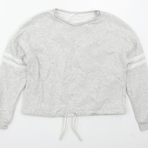 Marks and Spencer Girls Grey Striped Cotton Pullover Sweatshirt Size 11-12 Years  Pullover
