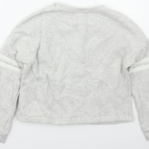 Marks and Spencer Girls Grey Striped Cotton Pullover Sweatshirt Size 11-12 Years  Pullover
