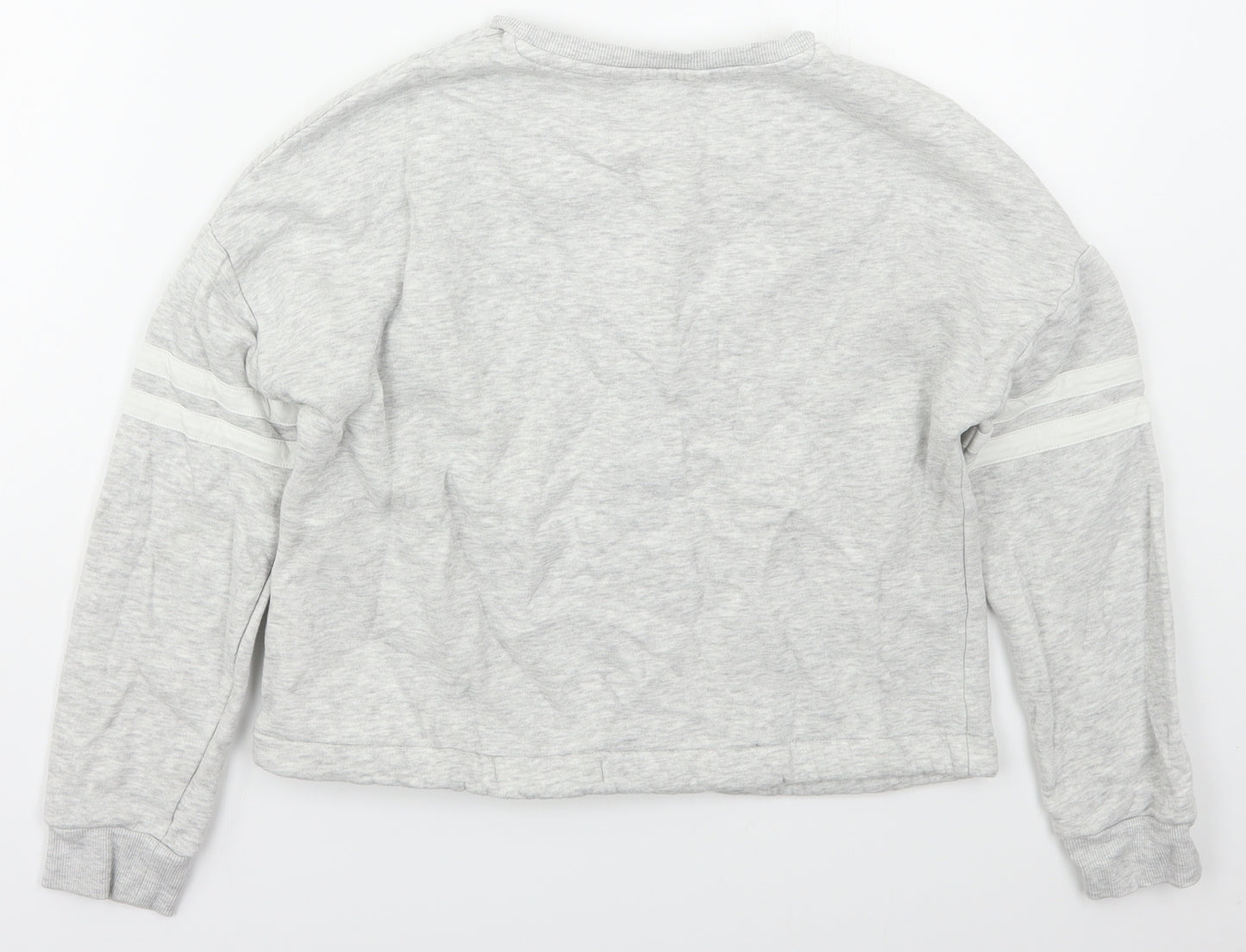 Marks and Spencer Girls Grey Striped Cotton Pullover Sweatshirt Size 11-12 Years  Pullover