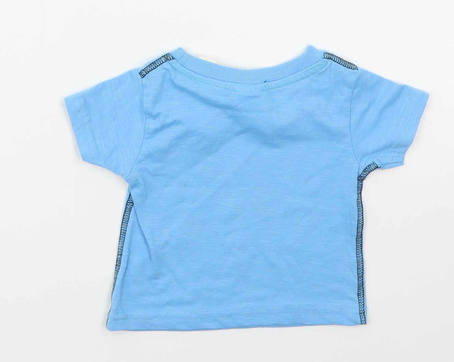Peacocks Boys Blue  Cotton Basic T-Shirt Size 6-9 Months Crew Neck Pullover - Awesome Monkey