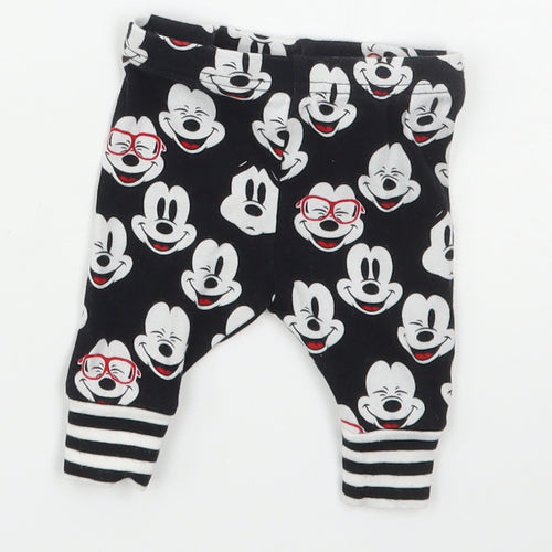 Disney Baby Black  Cotton Capri Trousers Size 0-3 Months   - Mickey Mouse