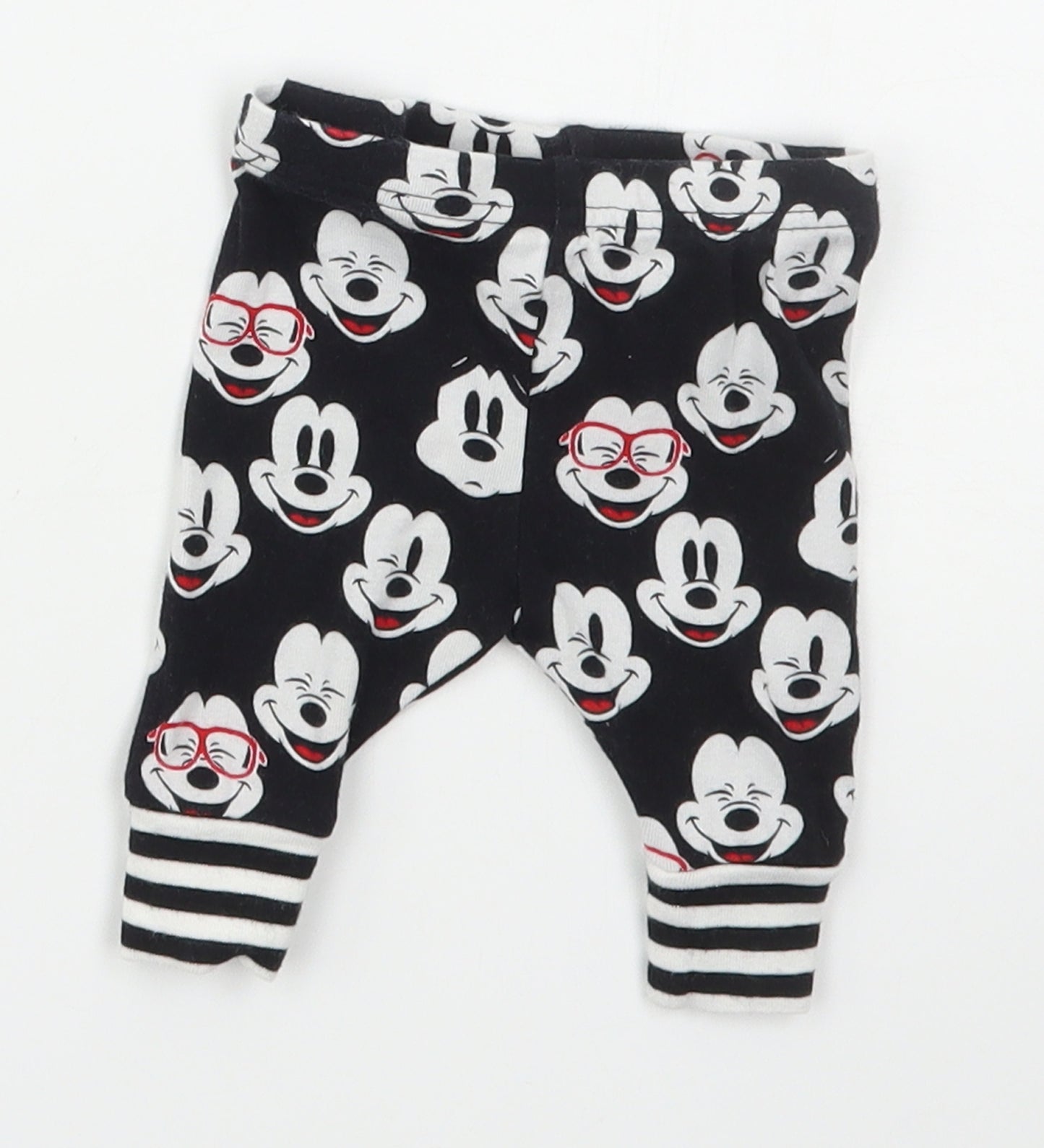 Disney Baby Black  Cotton Capri Trousers Size 0-3 Months   - Mickey Mouse