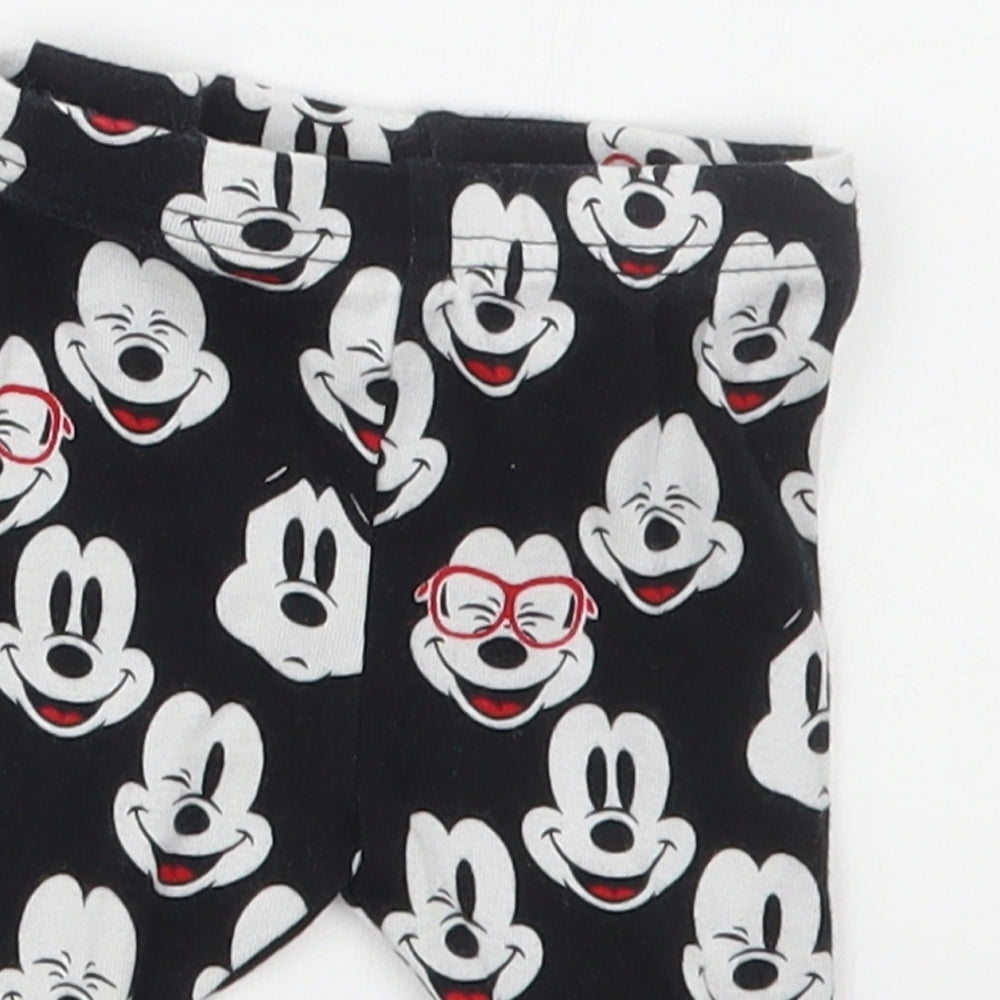 Disney Baby Black  Cotton Capri Trousers Size 0-3 Months   - Mickey Mouse