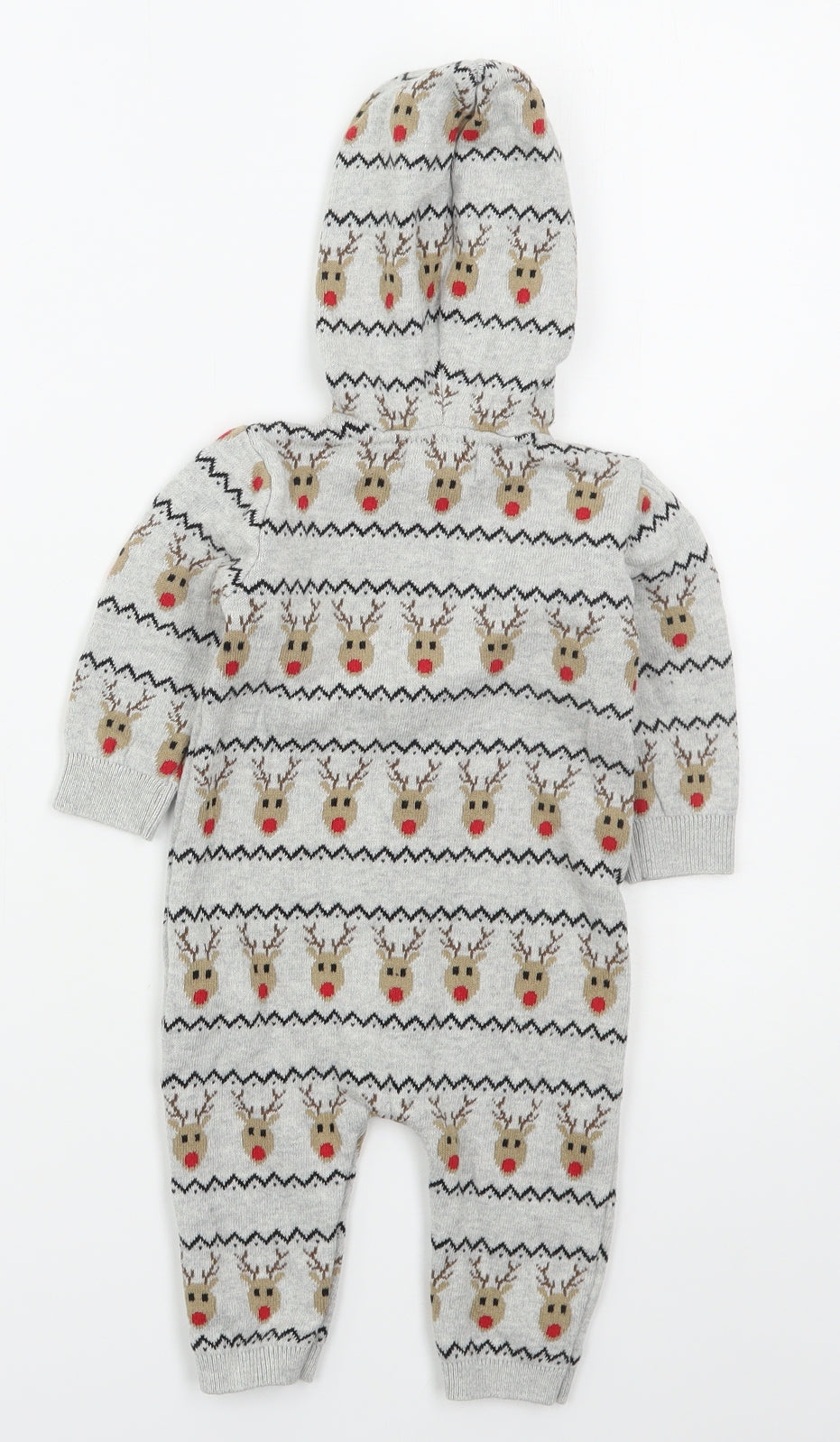 Primark Boys Grey Geometric Cotton Cami One Piece Size 3-6 Months  Button - Rudolph