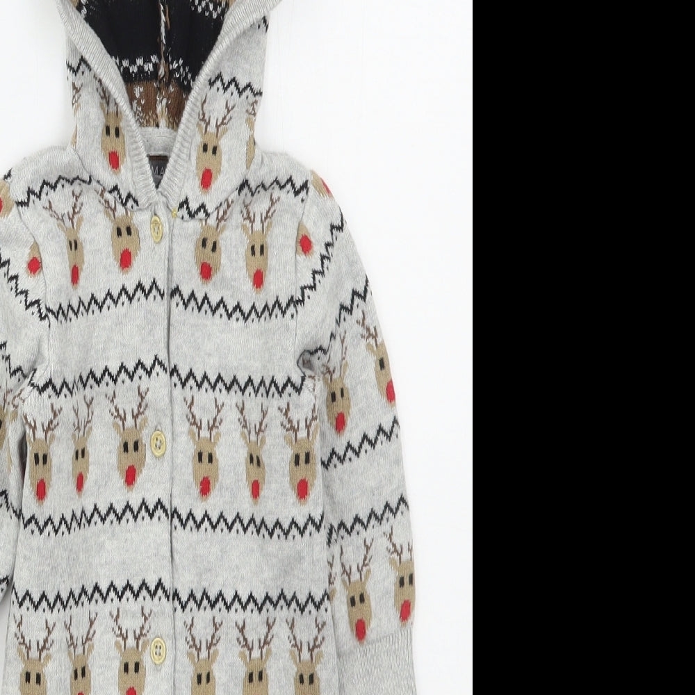 Primark Boys Grey Geometric Cotton Cami One Piece Size 3-6 Months  Button - Rudolph