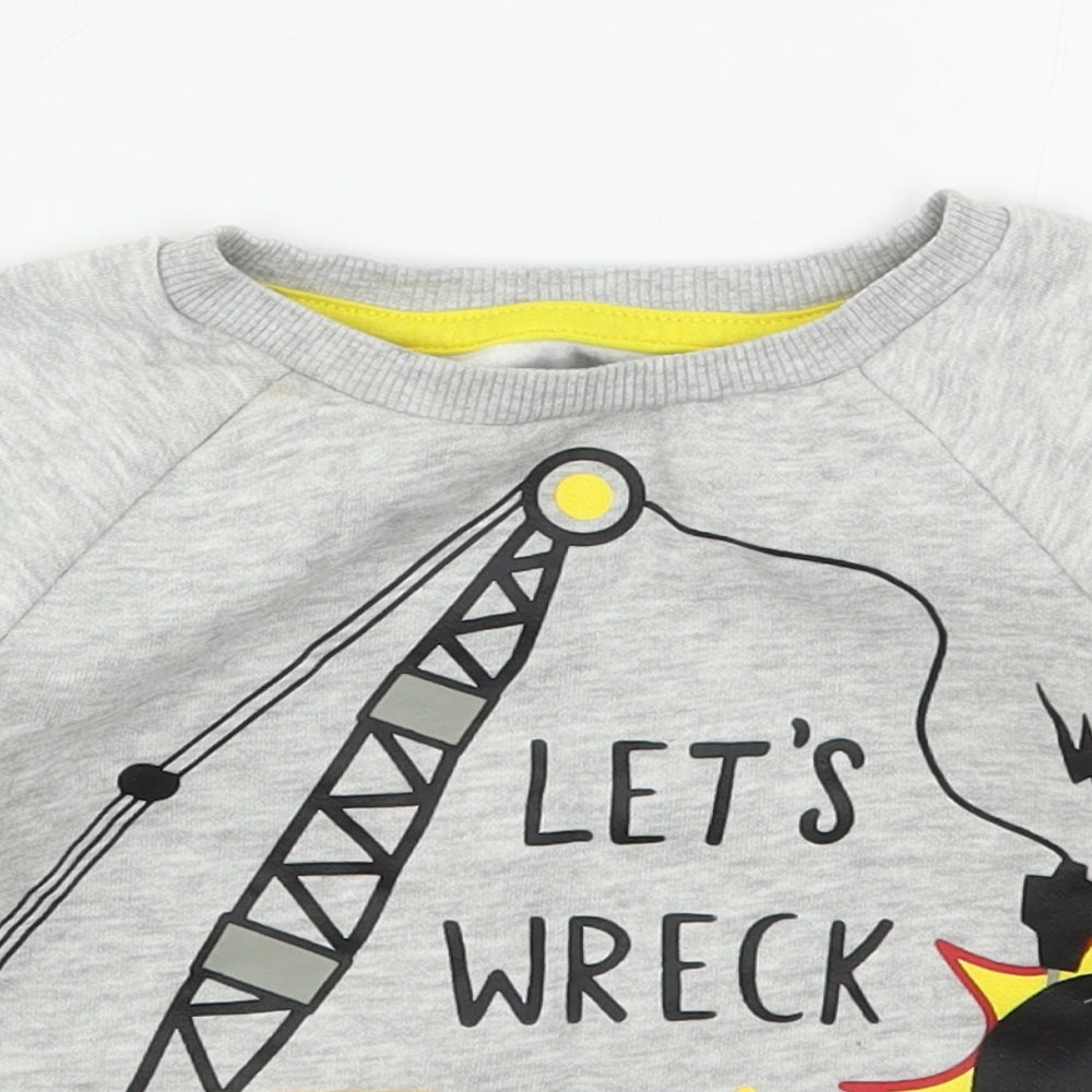 Dunnes Boys Grey  Cotton Basic T-Shirt Size 18-24 Months Crew Neck Pullover - Lets Wreck It