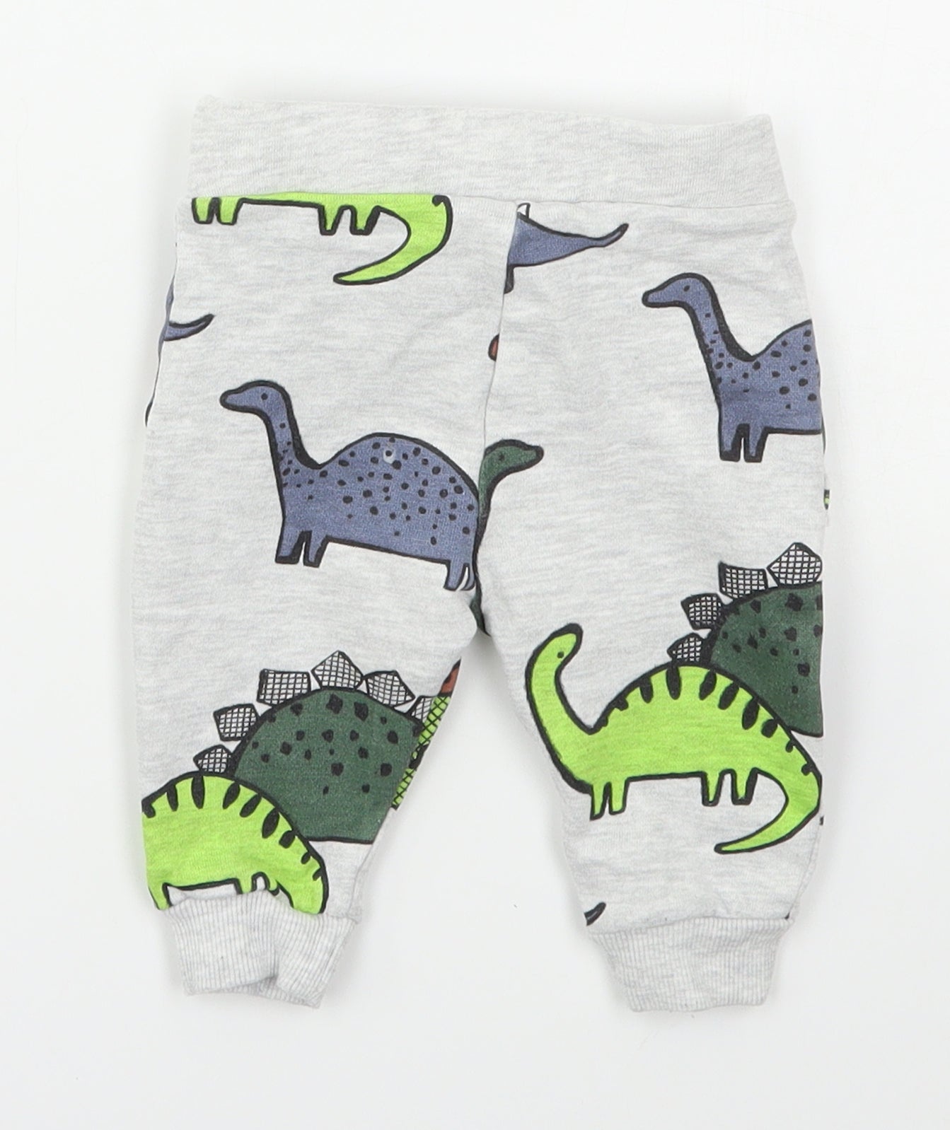F&F Boys Grey  Cotton Sweatpants Trousers Size 3-6 Months  Drawstring - Dinosaurs