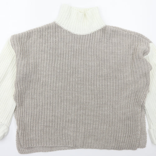 Nakd Womens Grey High Neck  Acrylic Pullover Jumper Size S