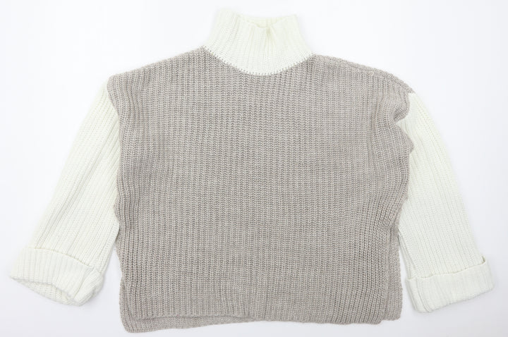 Nakd Womens Grey High Neck Acrylic Pullover Jumper Size S