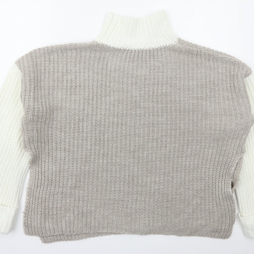 Nakd Womens Grey High Neck  Acrylic Pullover Jumper Size S