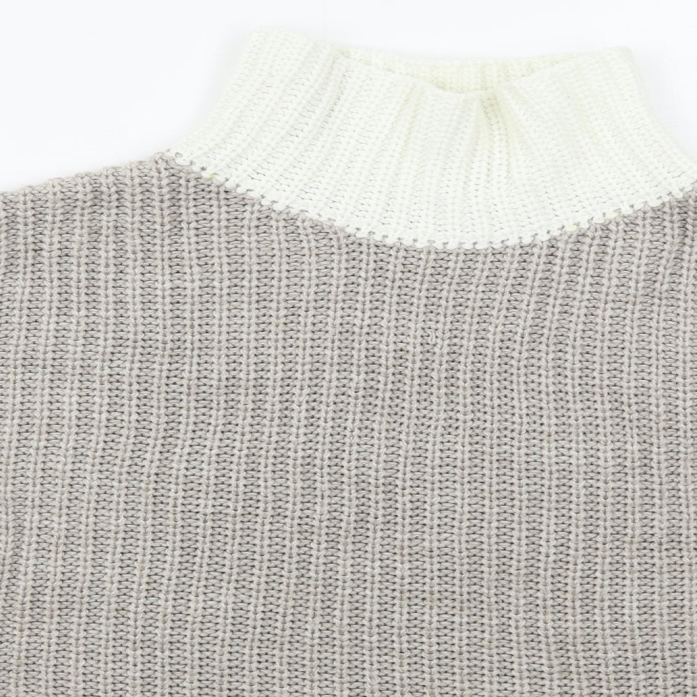Nakd Womens Grey High Neck  Acrylic Pullover Jumper Size S