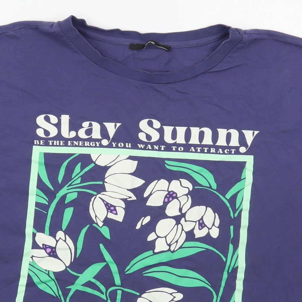 George Womens Blue  Cotton Basic T-Shirt Size 16 Crew Neck - Stay Sunny