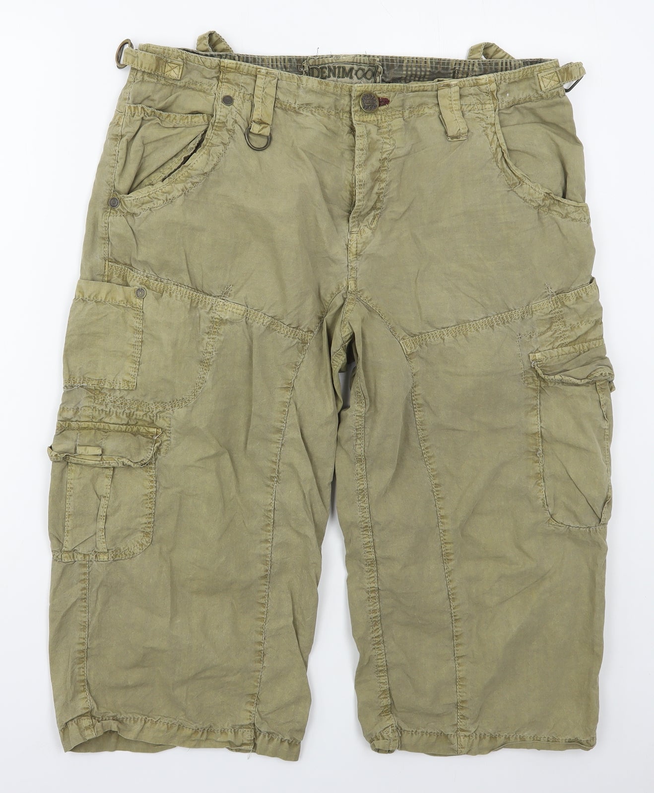 Denim Co Mens Beige  Cotton Cargo Trousers Size 36 L20 in Regular Button - Cropped