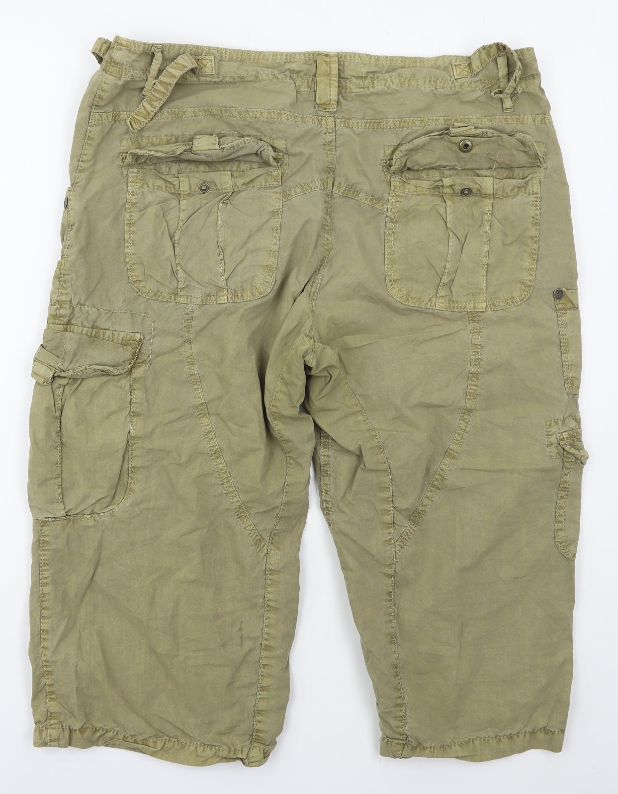 Denim Co Mens Beige  Cotton Cargo Trousers Size 36 L20 in Regular Button - Cropped