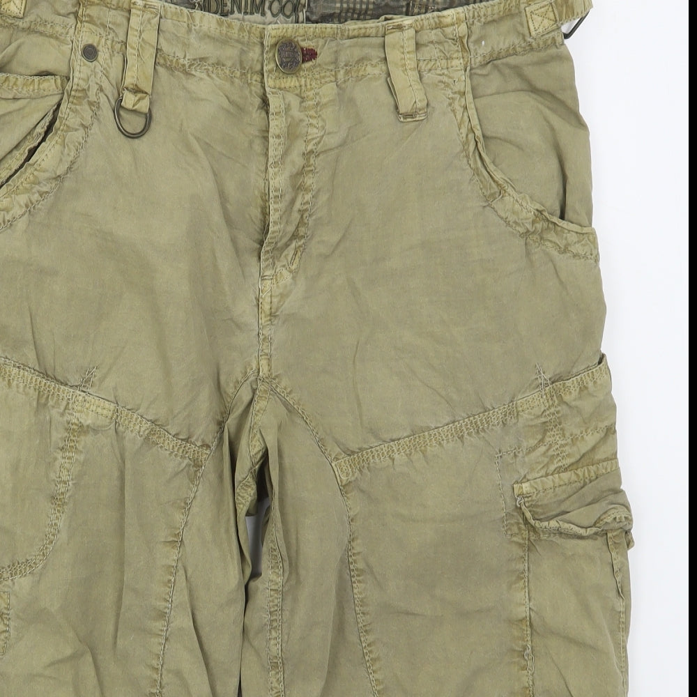 Denim Co Mens Beige  Cotton Cargo Trousers Size 36 L20 in Regular Button - Cropped