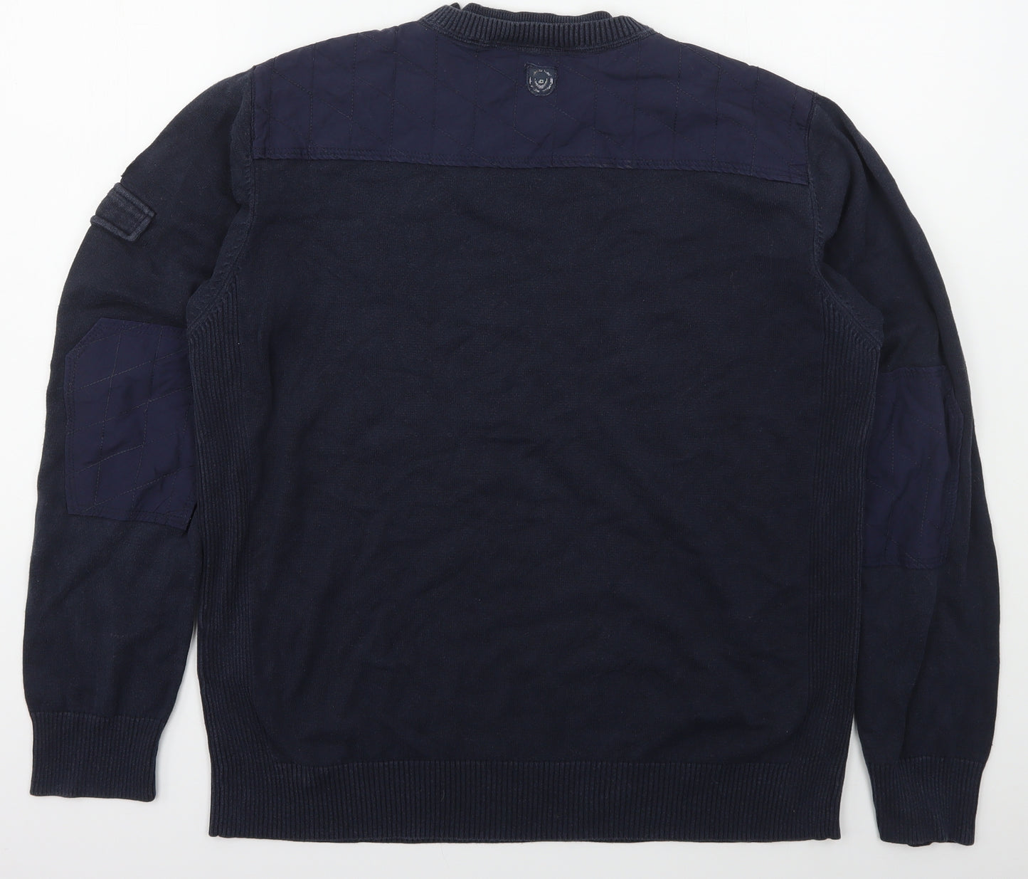 Duck & Cover Mens Blue Crew Neck  Cotton Pullover Jumper Size L