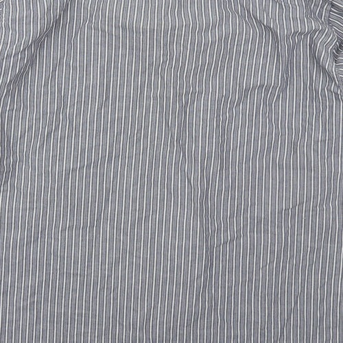 Boston Crew Mens Blue Striped Cotton  Button-Up Size XL Collared Button