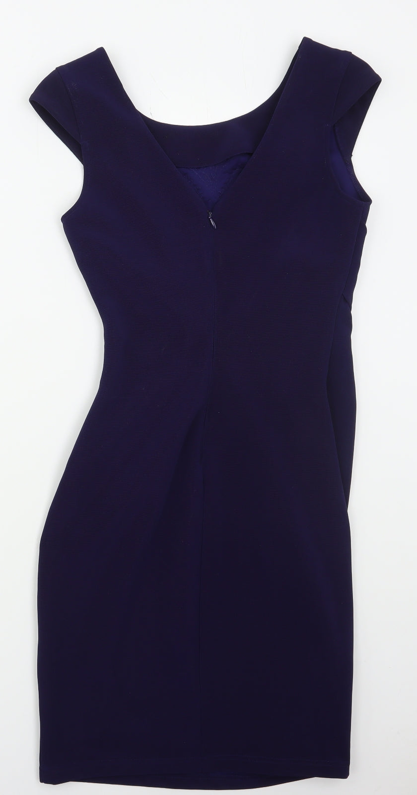Lipsy Womens Blue  Polyester Bodycon  Size 8  Scoop Neck Zip