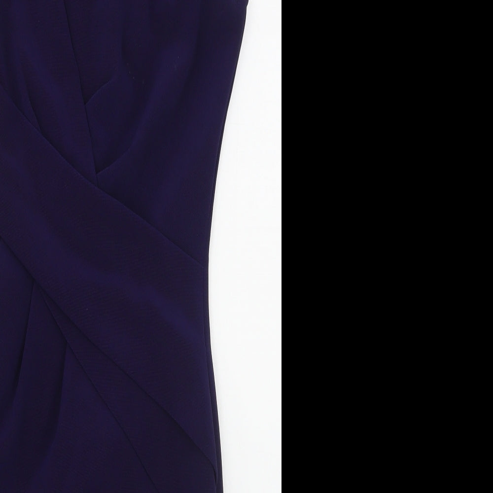 Lipsy Womens Blue  Polyester Bodycon  Size 8  Scoop Neck Zip