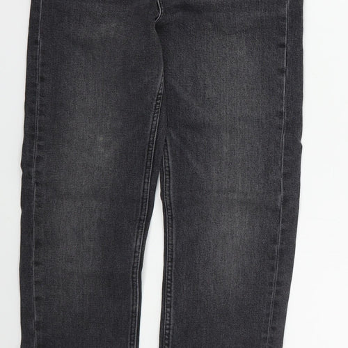 Zara Womens Grey  Cotton Skinny Jeans Size 6 L26 in Regular Button - Distressed Hem