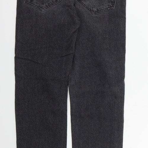 Zara Womens Grey  Cotton Skinny Jeans Size 6 L26 in Regular Button - Distressed Hem