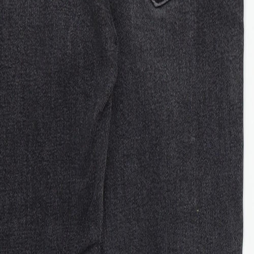 Zara Womens Grey  Cotton Skinny Jeans Size 6 L26 in Regular Button - Distressed Hem