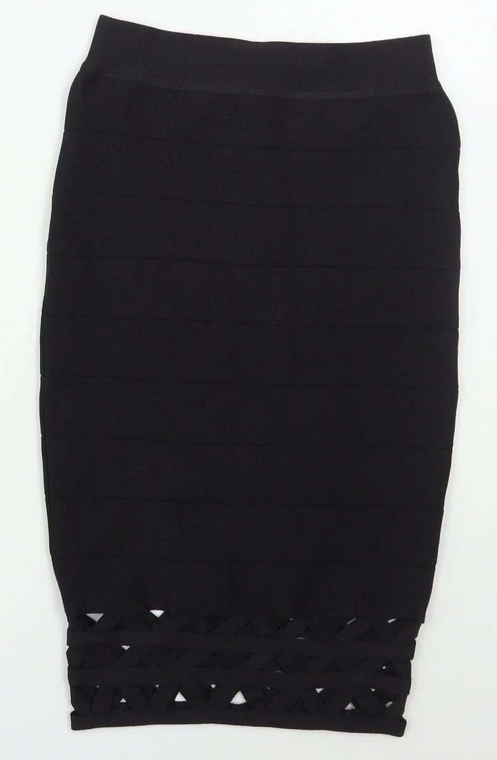 Supre Womens Black  Nylon Straight & Pencil Skirt Size S   Zip