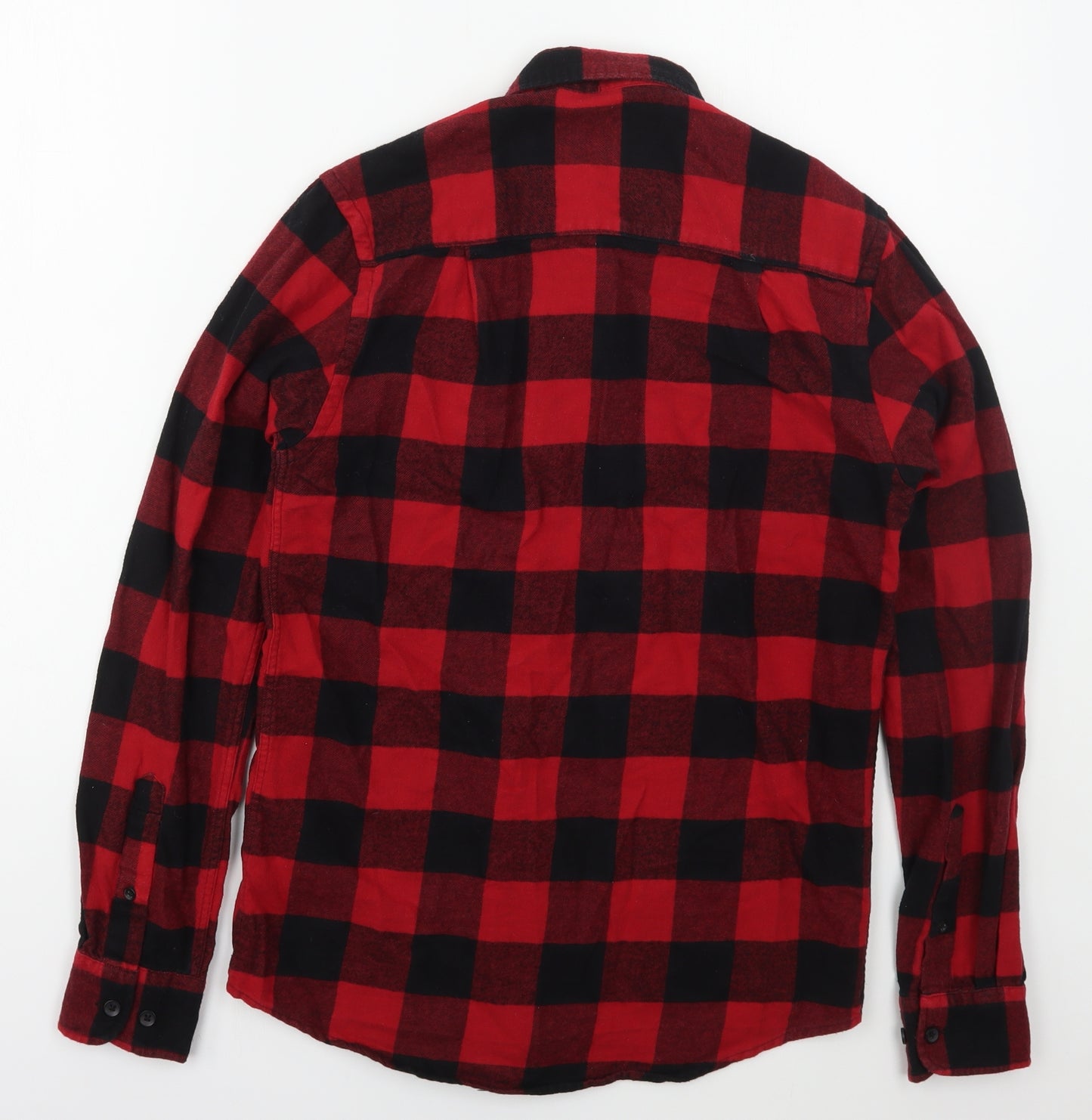 Primark Mens Red Check Cotton  Button-Up Size XS Collared Button