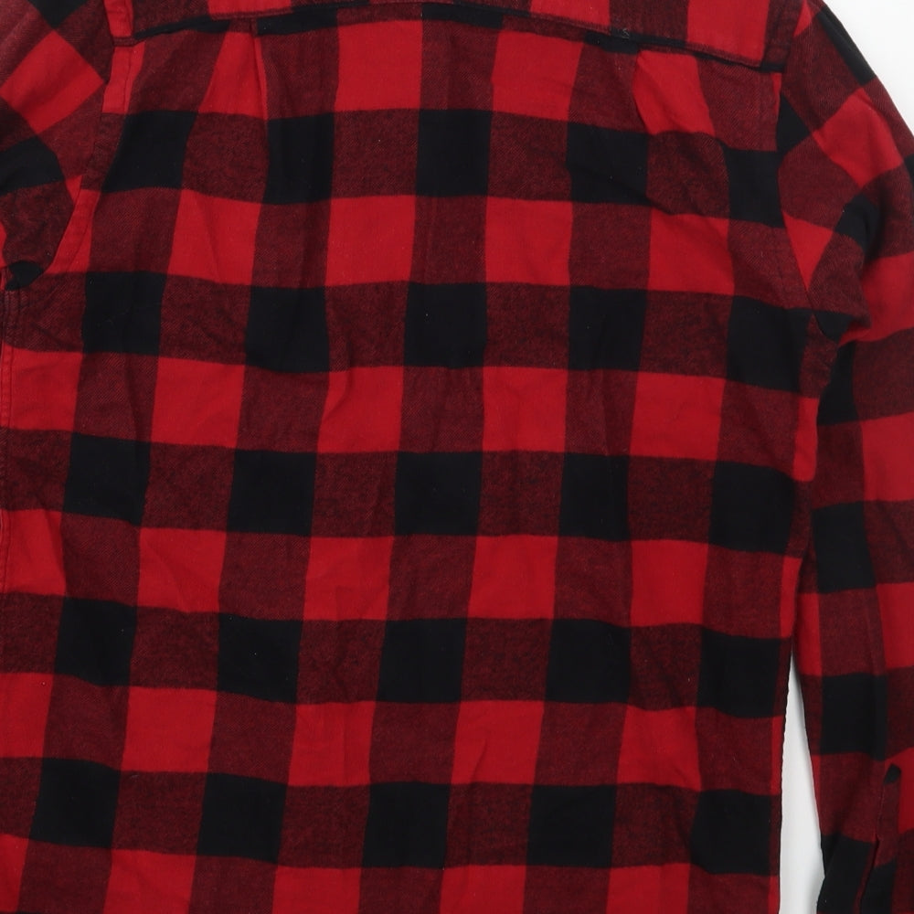Primark Mens Red Check Cotton  Button-Up Size XS Collared Button