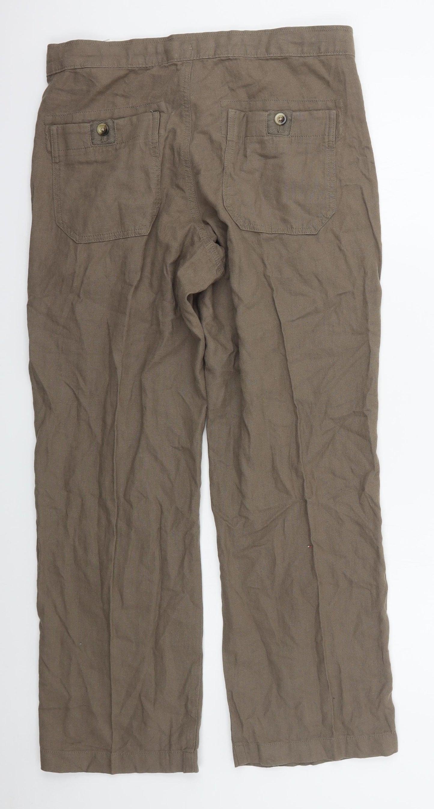 Marks and Spencer Mens Brown  Linen Trousers  Size 32 L29 in Regular Button
