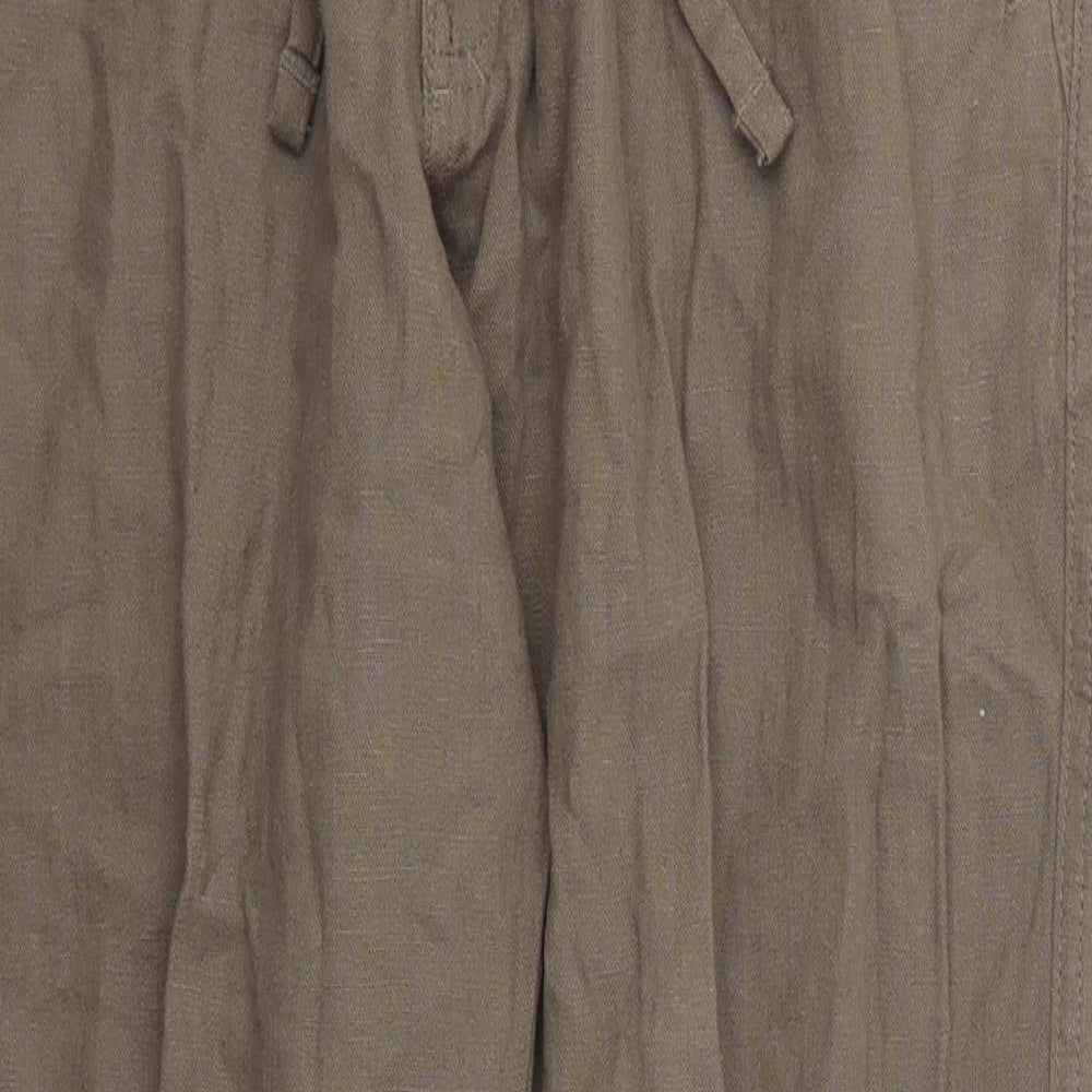 Marks and Spencer Mens Brown  Linen Trousers  Size 32 L29 in Regular Button
