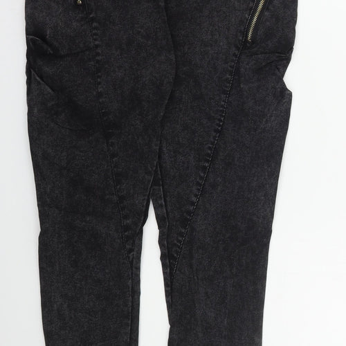 Oukanuc Womens Grey  Cotton Skinny Jeans Size 24 in L27 in Regular Drawstring