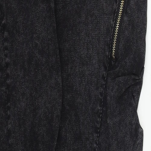 Oukanuc Womens Grey  Cotton Skinny Jeans Size 24 in L27 in Regular Drawstring
