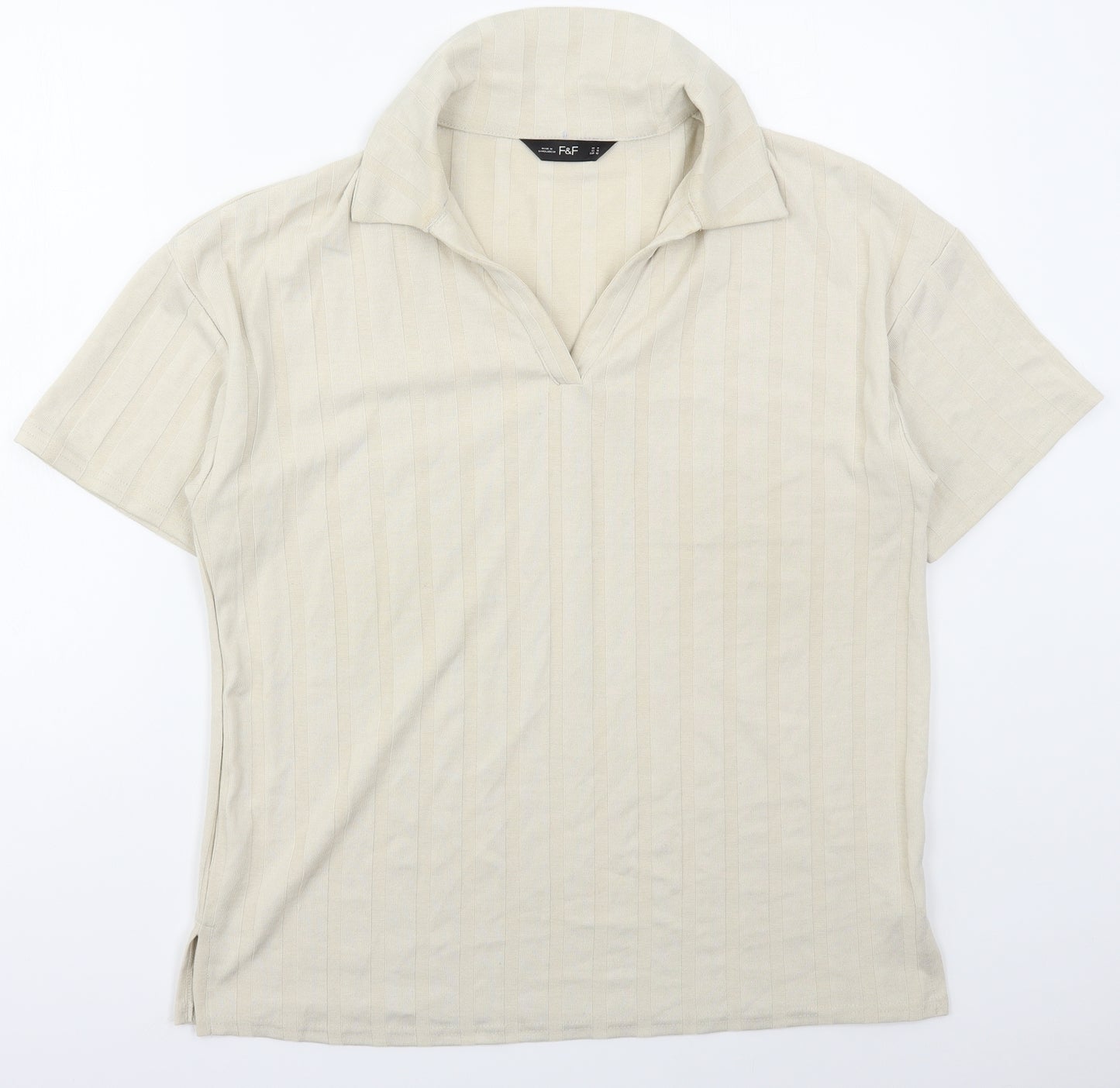 F&F Womens Beige  Polyester Basic Polo Size 14 Collared