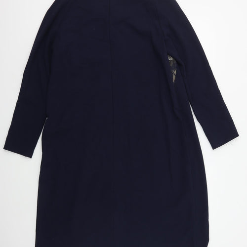 Bellenisa Womens Blue  Polyester A-Line  Size 14  Round Neck Zip - Floral Trim