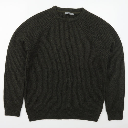 TU Mens Green Crew Neck  Acrylic Pullover Jumper Size L
