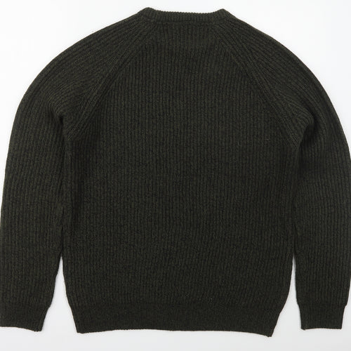 TU Mens Green Crew Neck  Acrylic Pullover Jumper Size L