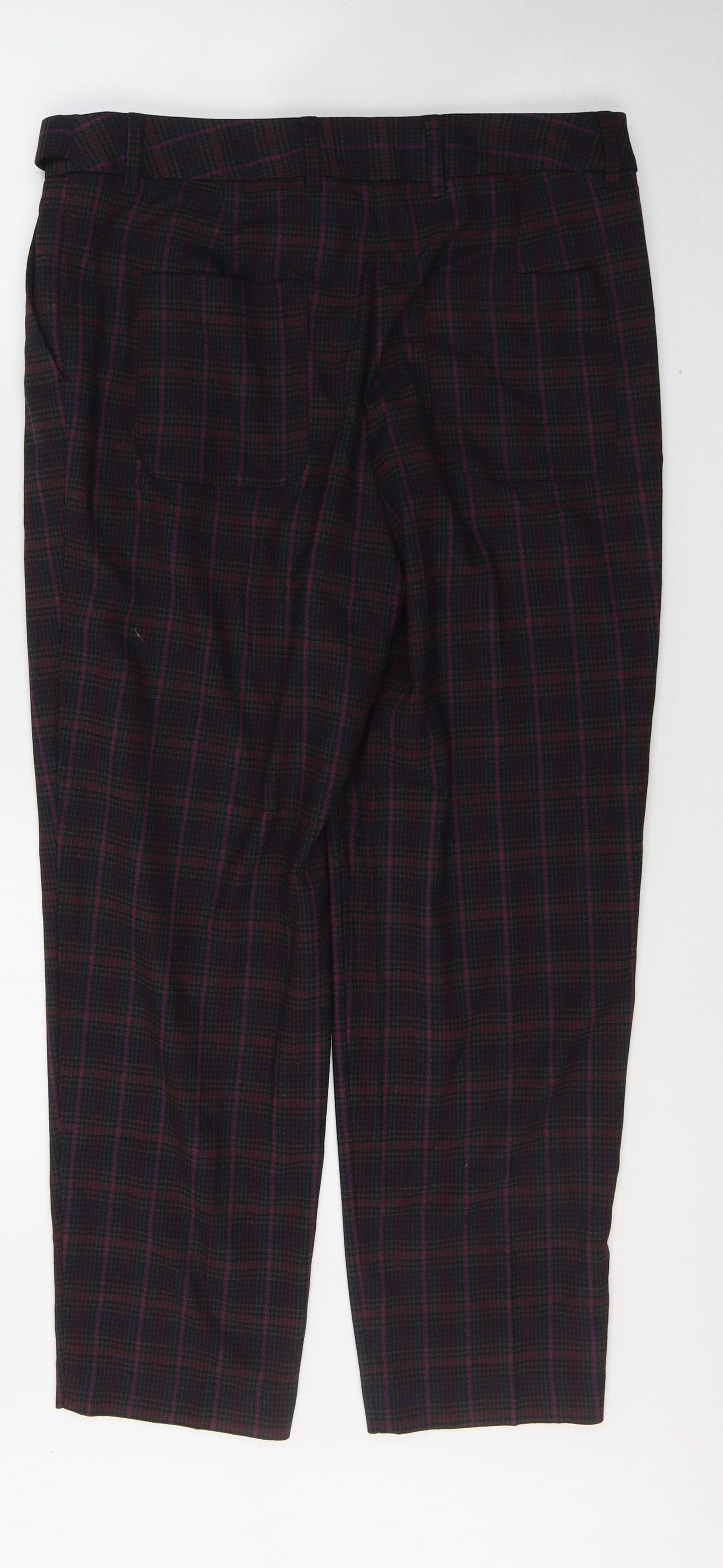 NEXT Womens Red Plaid Polyester Trousers  Size 12 L25 in Regular Button