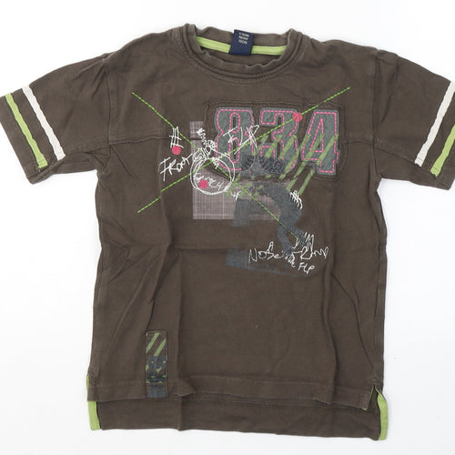 NEXT Boys Brown  Cotton Basic T-Shirt Size 5 Years Round Neck Pullover - 834