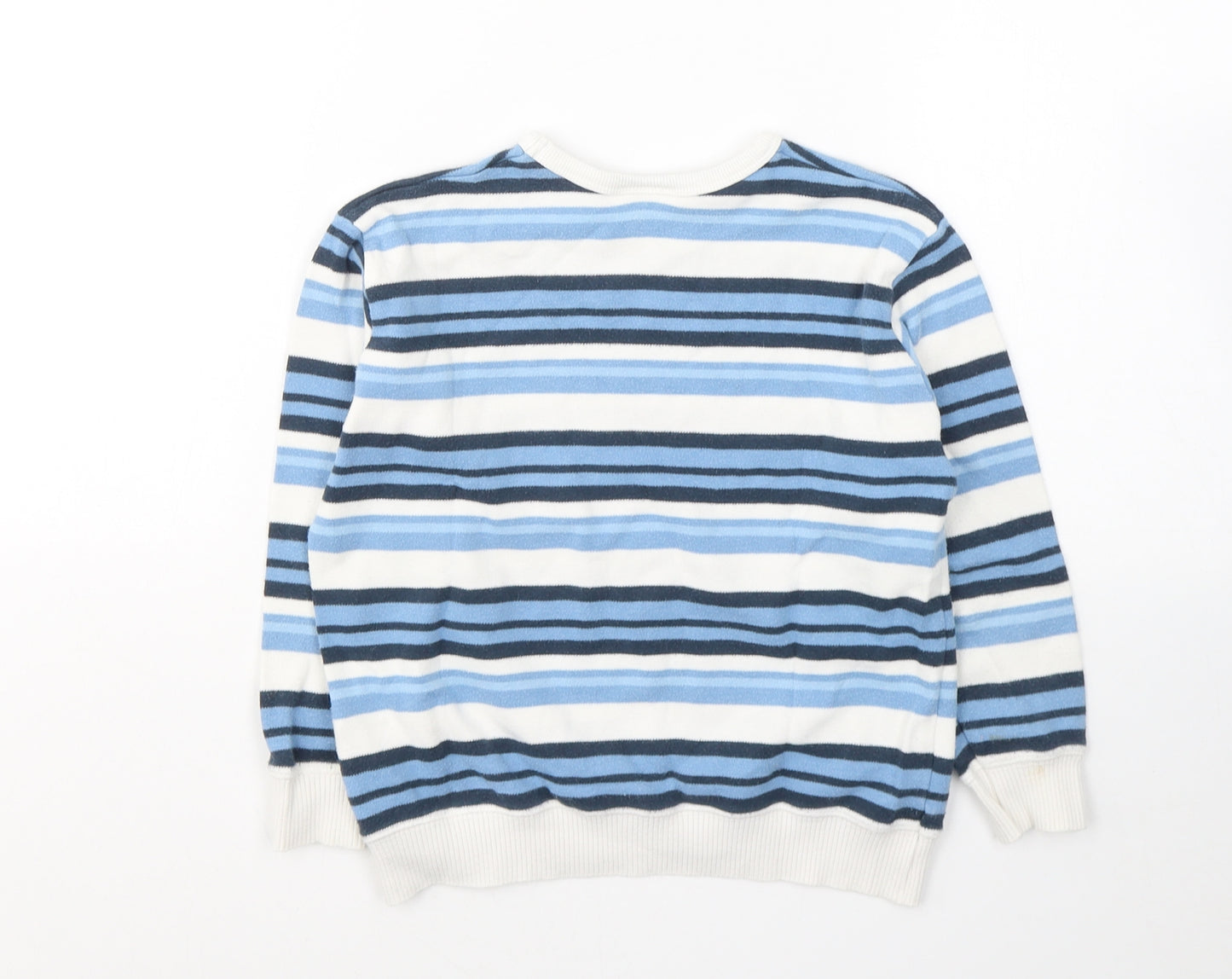 NEXT Boys White Striped Cotton Pullover Casual Size 6 Years Round Neck Pullover