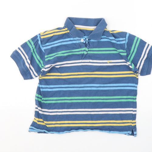 Dunnes Stores Boys Blue Striped Cotton Basic Polo Size 5 Years Collared Pullover