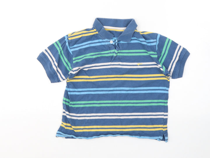 Dunnes Stores Boys Blue Striped Cotton Basic Polo Size 5 Years Collared Pullover