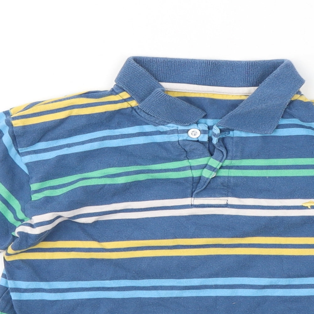 Dunnes Stores Boys Blue Striped Cotton Basic Polo Size 5 Years Collared Pullover