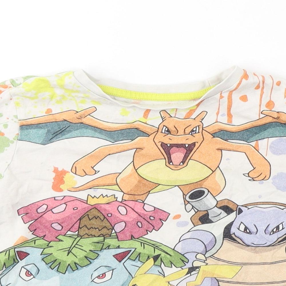 POKEMON Boys Multicoloured Spotted Cotton Basic T-Shirt Size 4-5 Years Round Neck Pullover - Pokemon Friends