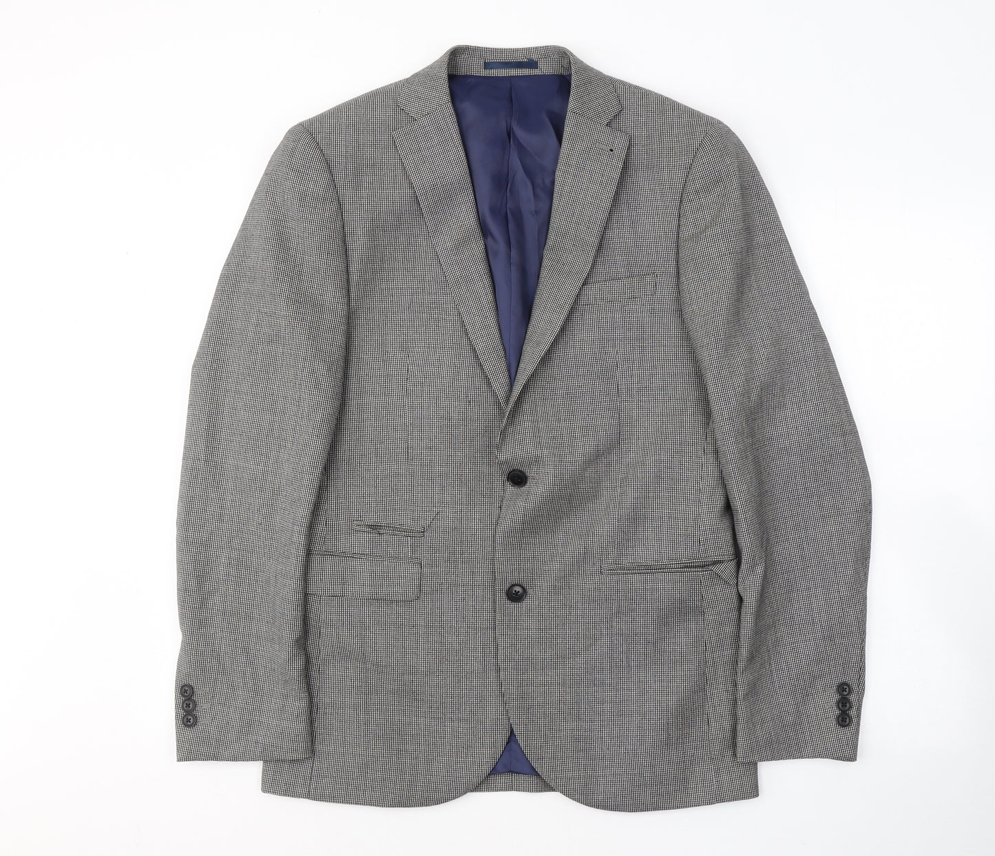 NEXT Mens Black Houndstooth Wool Jacket Suit Jacket Size M