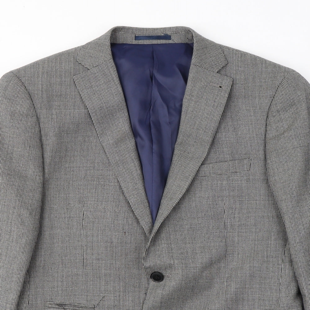 NEXT Mens Black Houndstooth Wool Jacket Suit Jacket Size M