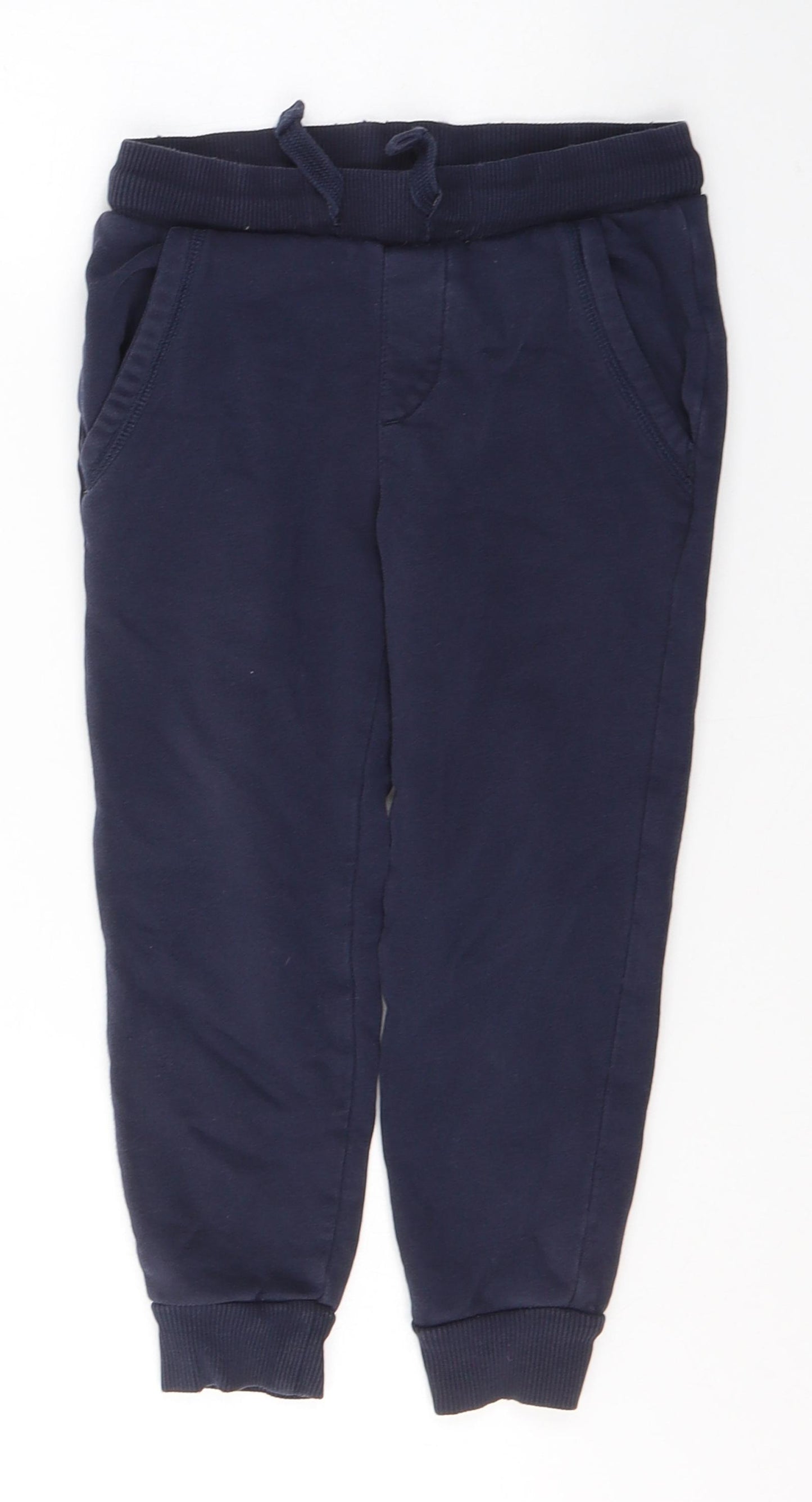 Marks and Spencer Boys Blue  Cotton Sweatpants Trousers Size 4-5 Years  Regular Tie