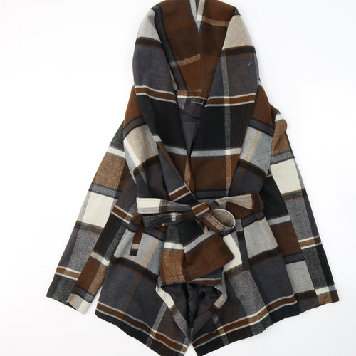 Chicwish Womens Multicoloured Geometric  Pea Coat Coat Size XS  Tie