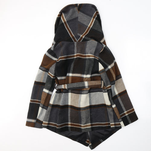 Chicwish Womens Multicoloured Geometric  Pea Coat Coat Size XS  Tie