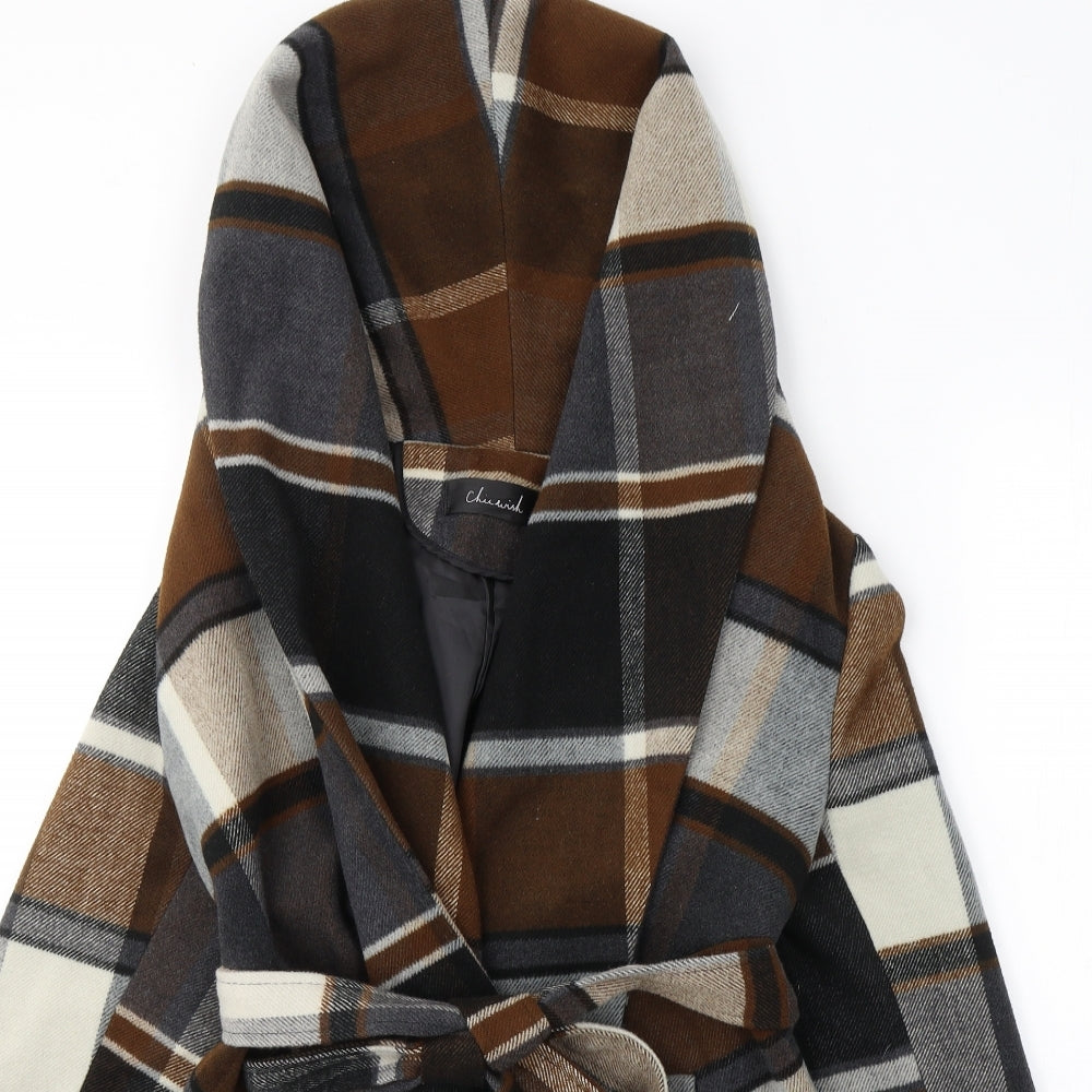 Chicwish Womens Multicoloured Geometric  Pea Coat Coat Size XS  Tie